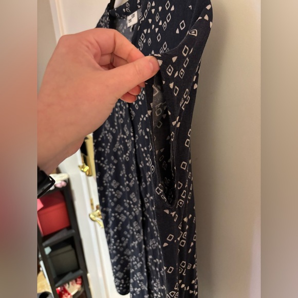 Frank & Oak Blue and white patterned short sleeve button up tunic dress - Picture 4 of 4